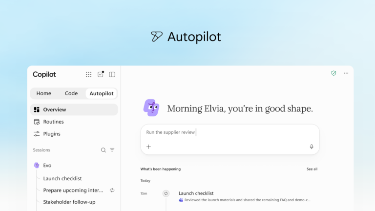 Copilot Autopilot : suivi des routines et des tâches confiées à l'agent