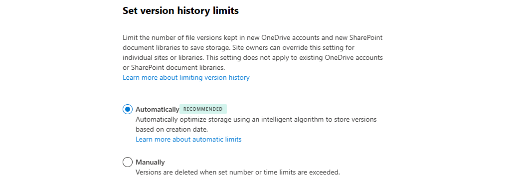 Réglage du nombre de versions conservées dans une bibliothèque SharePoint